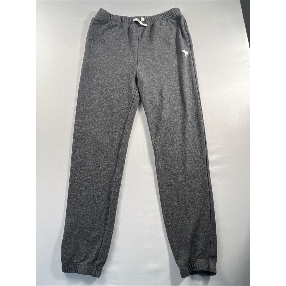 Abercrombie Fitch Pants Youth 13-14Gray Fleece Jogger Sweatpants Drawstring Logo